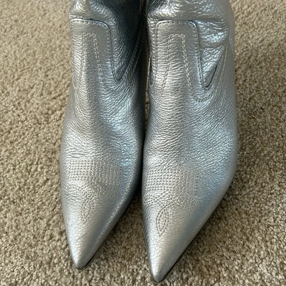 Stuart Weitzman Outwest Metallic calfskin stiletto western boot - Picture 8 of 14